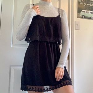 Black lace trim dress
